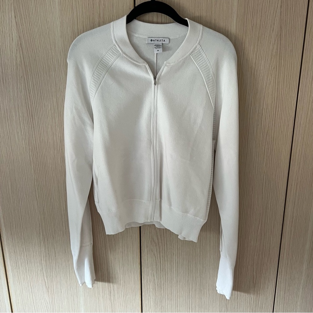 Athleta White Zip-Up Cardigan